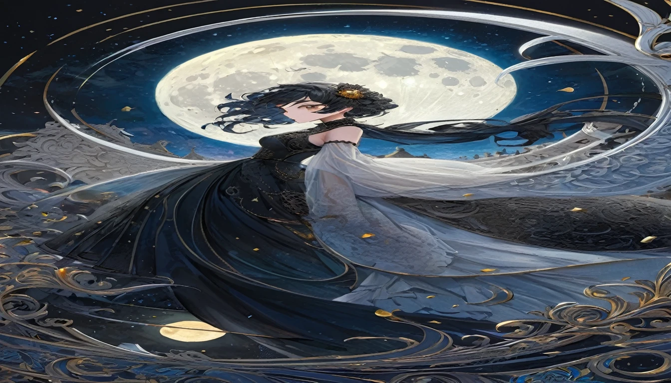 the moon, Artwork inspired by Dave Mckean, intricate details, oil painted