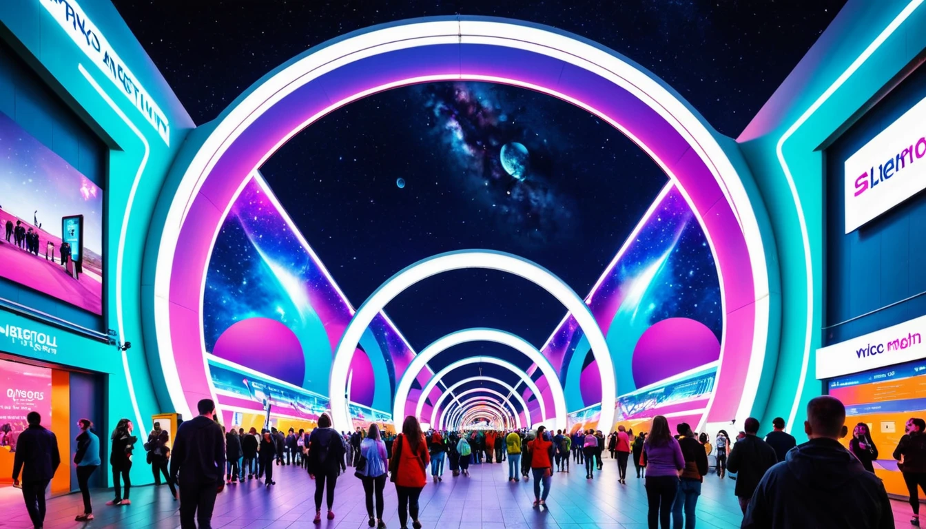 , , Technology elements，Space station elements, A cool archway, Arch entrance，Art and Food Festival，Gorgeous digital colors