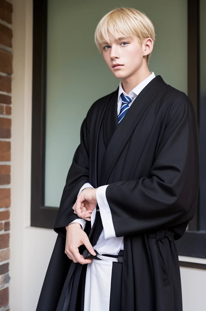 Blonde、High school boys、Englishman、uniform、Long black robe