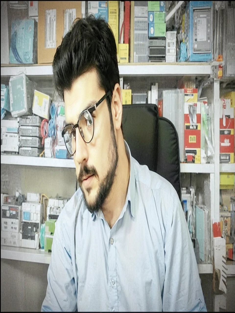 I am network engineer. Make my behind, use some cisco devices and some router or switch or any thing else and i am using computer and make my glasses like heros.