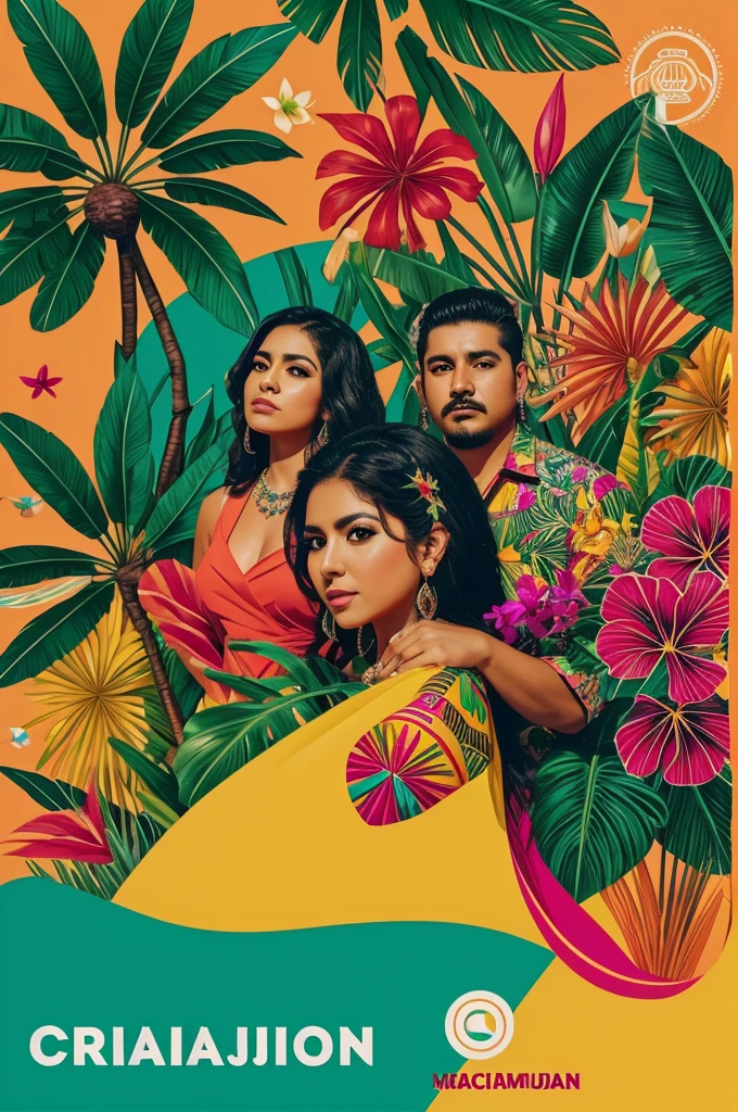 Creat a album cover that reflects Regional Mexican music with a hint of Tropical vibes