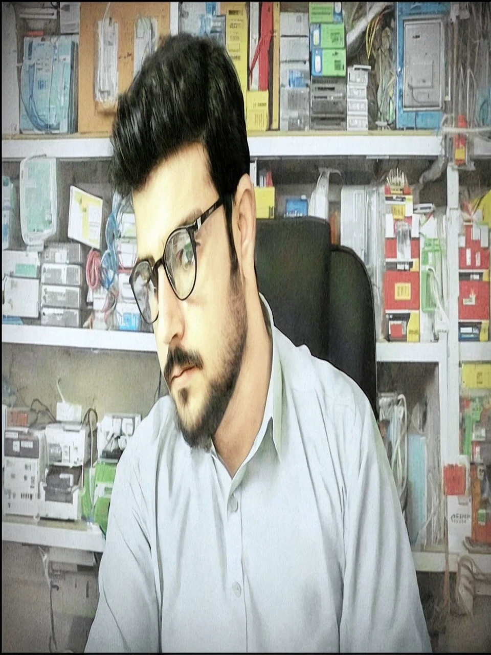 I am network engineer. Make my behind, use some cisco devices and some router or switch or any thing else and i am using computer and make my glasses like heros.