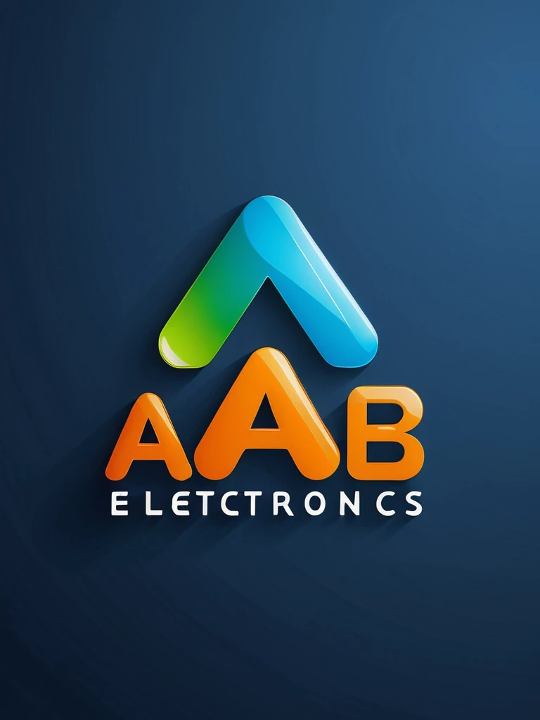 Design a cute and friendly logo for "ab.electronics", an electronics products company. Incorporate playful elements like circuit patterns or electronic components stylized in a whimsical and inviting manner. Use a modern and clean font for the text "ab.electronics". Include bright and cheerful colors like blue, green, and orange to convey innovation and friendliness. Ensure the overall design is simple yet memorable, suitable for a wide range of electronic products.
