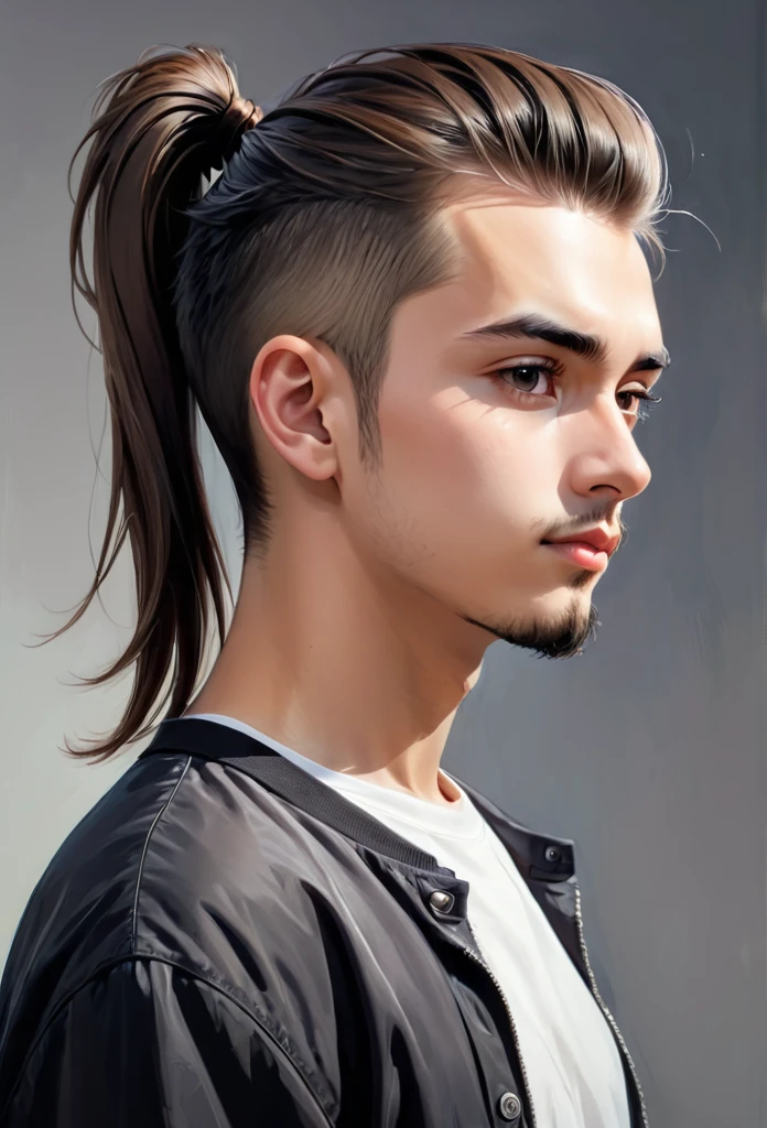 young guy , with a short ponytail,artist
