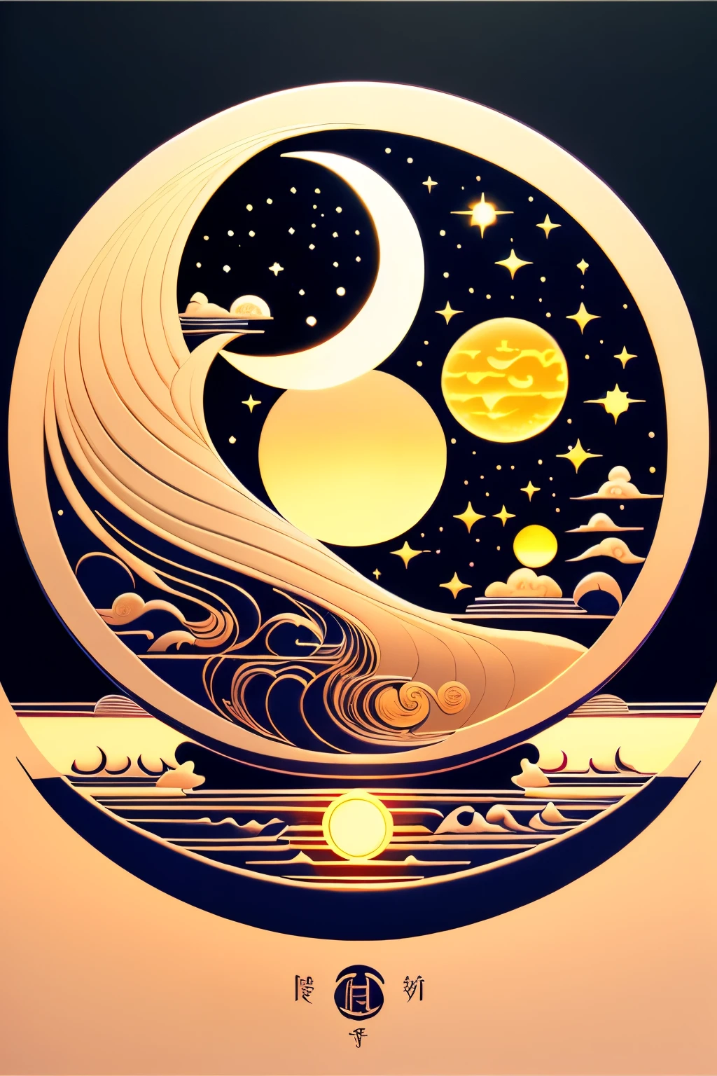 in yin yin yin yin yin yin yin yin yin yin yin yin yin yin yin yin yin yin yin, Yin and Yang, yin and yangの形, Mysterious and New Age Symbol, yin and yang, celestial cosmos, Traditional Moon, Harmony of Nature, Two Suns, Taoism, Beautiful sunny day, Sunset Sunrise, Highly detailed illustration.”, Highly detailed vector art