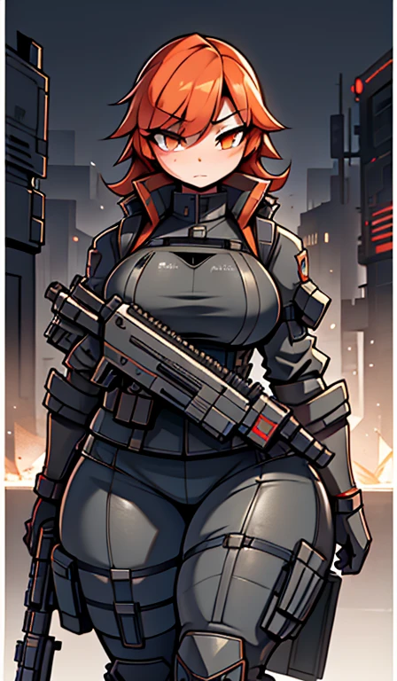 enlightenment、(top quality)、(((masterpiece)))、(a high resolution)、Original、(lonely girl)、sexual、thick、big body、(ginger),With guns and rifles, Helghast, wolfenstein, Unigine rendering, holding a blaster, imperial military, cyberpunk imperial military, Have MP7, with a pistol, RB6S), Wearing a black Sith uniform., Excellent detail, RB6S, RB 6 s, High level of detail