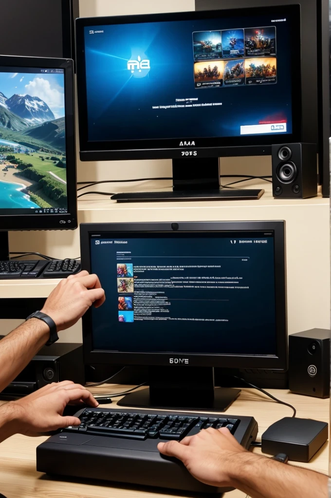 Man playing pc games 