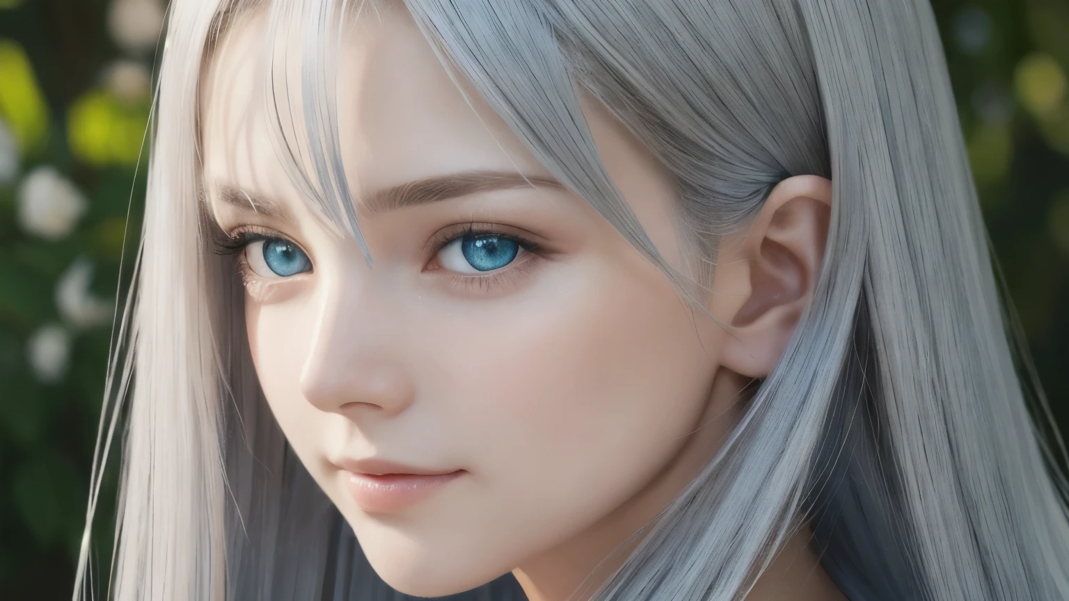 A dynamic series of paintings depicting a silver-haired, blue-eyed warrior girl., 8k, 超High resolution, Super detailed, High resolution,(Well designed face), Great face, (Very detailed), Beautiful Eyes, Soft lighting,, Outdoor, Beautiful attention to detail,Machinery Parts, Asymmetrical hair Bright green irises with golden flecks。Long eyelashes and soft, charming eyes。Photorealistic style with great attention to detail in the eye area