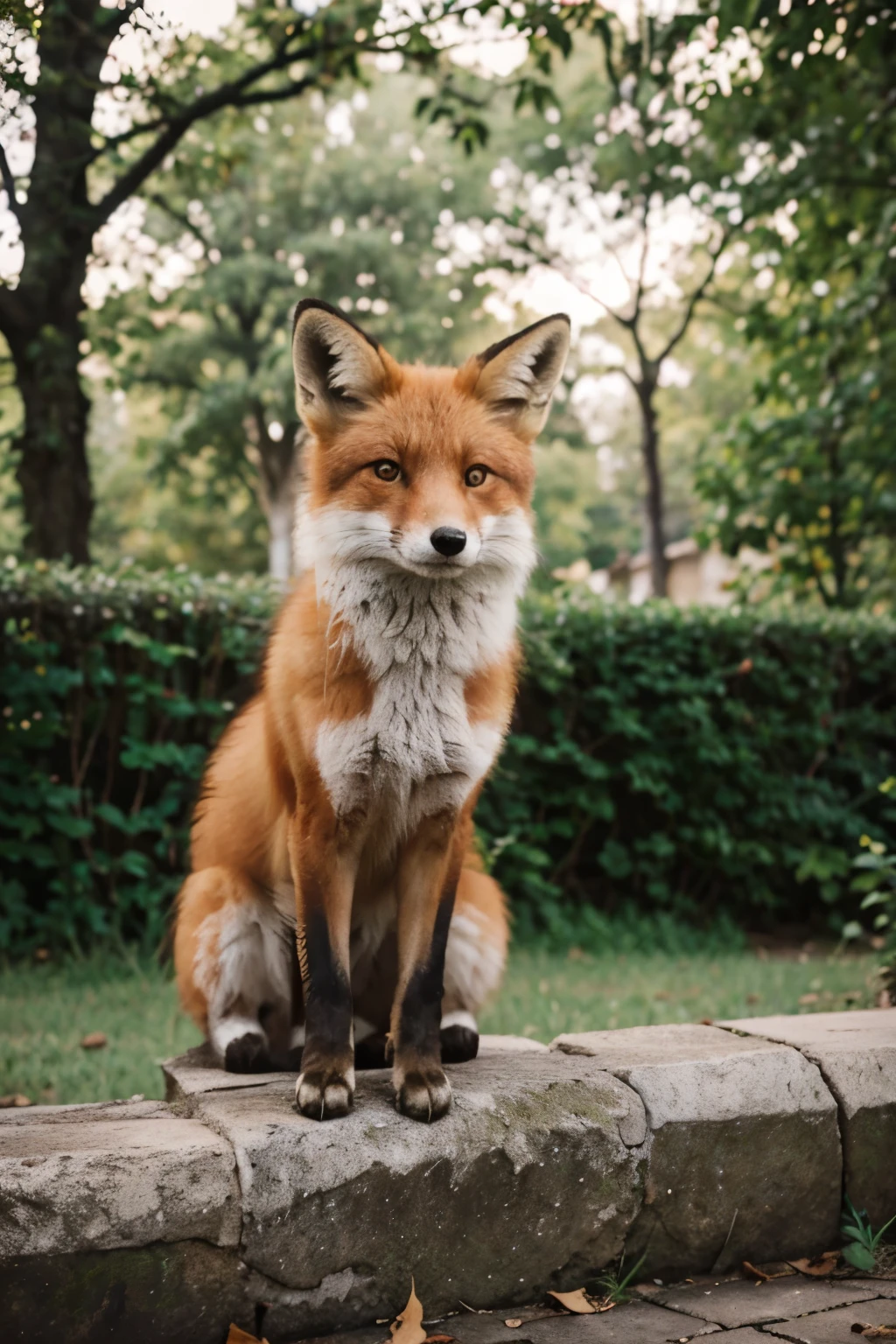 Fox sitting fox,It&#39;s raining,wet beauty, realistically