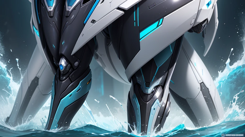 a close up of a person in a futuristic suit standing in the water, thick smooth warframe thighs, thick warframe legs, thick smooth warframe legs, sliver ice color reflected armor, this character has cryokinesis, echo from overwatch, sharp silver armor fuchsia skin, biomechanical oppai, overwatch skin, freezing blue skin, detailed legs looming over you