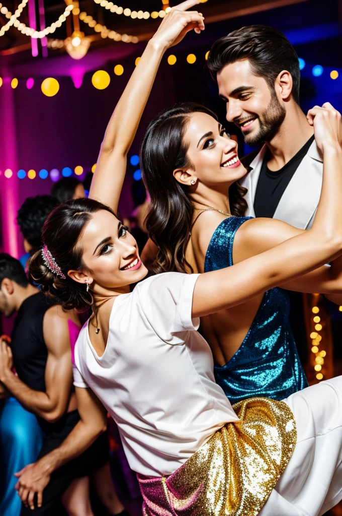 Party man and woman dancing at a party