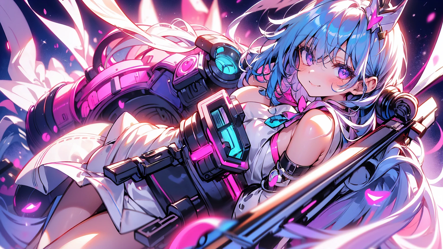 (Tabletop:1.3), (Highest quality:1.3), High resolution, Cooboy Shot, behind, Sleep, (pretty girl:1.3), alone, White skin, Small breasts, Big smile、Eight-headed man, Blue-green hair, (Beaver:1.2),short hair, (Blunt bangs:1.2), Beautiful Hair, Beautiful attention to detail, Ultra-detailed eyes、Sparkling eyes,Iridescent aura around the eyes、Turquoise eyes、Fine eyes to be sucked in,blush, Heart symbol, Outdoor, Purple Background, Gorgeous bedding, Best image quality、Octane、Shadow lighting, teacher, Wearing a white dress, White leggings, Look at the details, Detailed eyes, Purple bow tie, A golden crown floating on her head, The background is China's space
