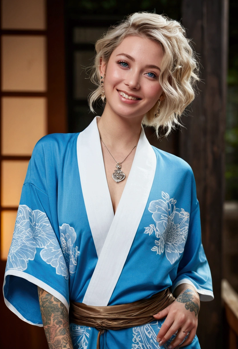 hot spring、kimono、kimono、2 people、 blue eyes、Bronze colored hair、Tattoos all over the body、Sexy Face、short hair、More than one person、服がWet、Hair tied up、Wet、Covered in semen、Full body photo、Sexy Face、short hair、 A look of complete lust、(((masterpiece)))、((Highest quality))、((超Realistic))、成熟したwoman、成熟したwoman、perspective、Very detailed、The perfect temptation、Best image quality、Fine-grained image quality、beautiful、Europe, woman, French, woman Italian, Italian, smile、blue eyes、jewelry, blue eyes, Realistic, High resolution, Soft Light,Hip Up, Glowing Skin, (Detailed face),tattoo, jewelry, , night, blonde, Wavy Hair,attractive appearance, smile, Perfect Style, Perfect balance,