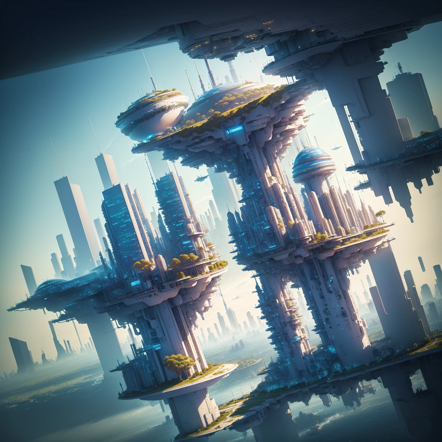 Image of a city with a bridge and a large globe, Future city background, City of the Future, Future Cityscape照片, Future Cityscape, Future Utopian City, Cybernetic city background, Future city background, beautiful City of the Future, Otherworldly city of the future, A vision of the city of the future, Human future city island floating island