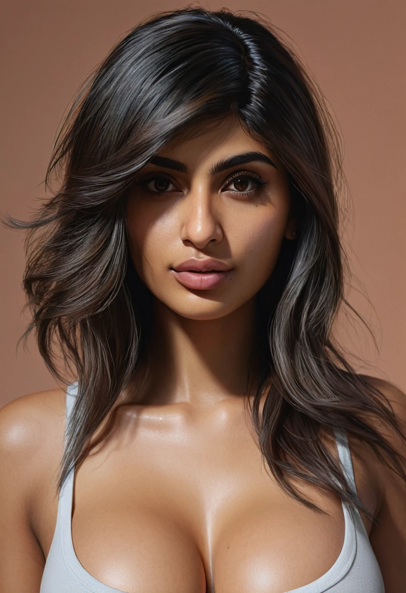 Mia khalifa, huge breast, hyperrealism, realistic lighting, ultra skin texsture, stable diffusion, perfect anatomy, crazy details, hyperrealism body, hyperrealism face, hyperrealism breast, hyperrealism hair, hyperrealism shadows, hyperrealism texsture, hyperrealism skin texsture, hyperrealism detailed face, hyperrealism detailed body, hyperrealism detailed breast, hyperrealism detailed hair, hyperrealism detailed anatomy, hyperrealism detailed lighting, hyperrealism detailed shadows, hyperrealism detailed texsture, hyperrealism detailed background