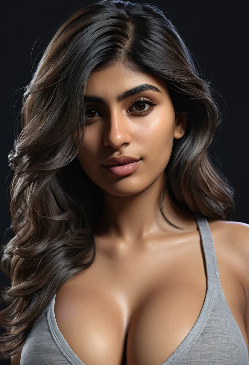 Mia khalifa, huge breast, hyperrealism, realistic lighting, ultra skin texsture, stable diffusion, perfect anatomy, crazy details, hyperrealism body, hyperrealism face, hyperrealism breast, hyperrealism hair, hyperrealism shadows, hyperrealism texsture, hyperrealism skin texsture, hyperrealism detailed face, hyperrealism detailed body, hyperrealism detailed breast, hyperrealism detailed hair, hyperrealism detailed anatomy, hyperrealism detailed lighting, hyperrealism detailed shadows, hyperrealism detailed texsture, hyperrealism detailed background