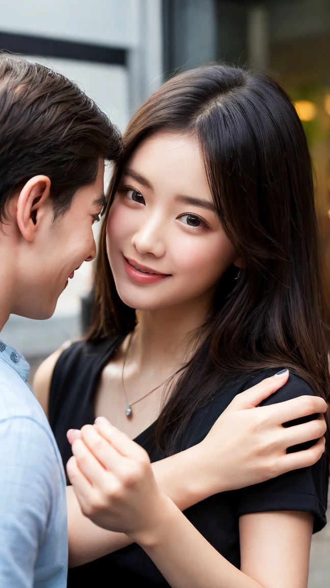 Highest quality、4k quality、Young woman being grabbed by a man、Small face、18-year-old、thin、Man grabbing woman's breasts、Japanese kimono exposing thighs、Laughing with your mouth open(1.3)、Model-like exposed legs、Her open collar reveals her small breasts.