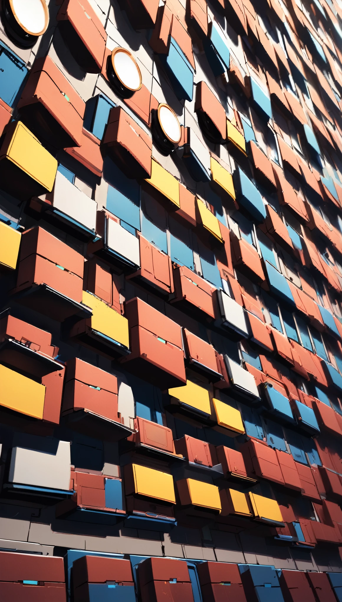 A wall made of stacked speakers