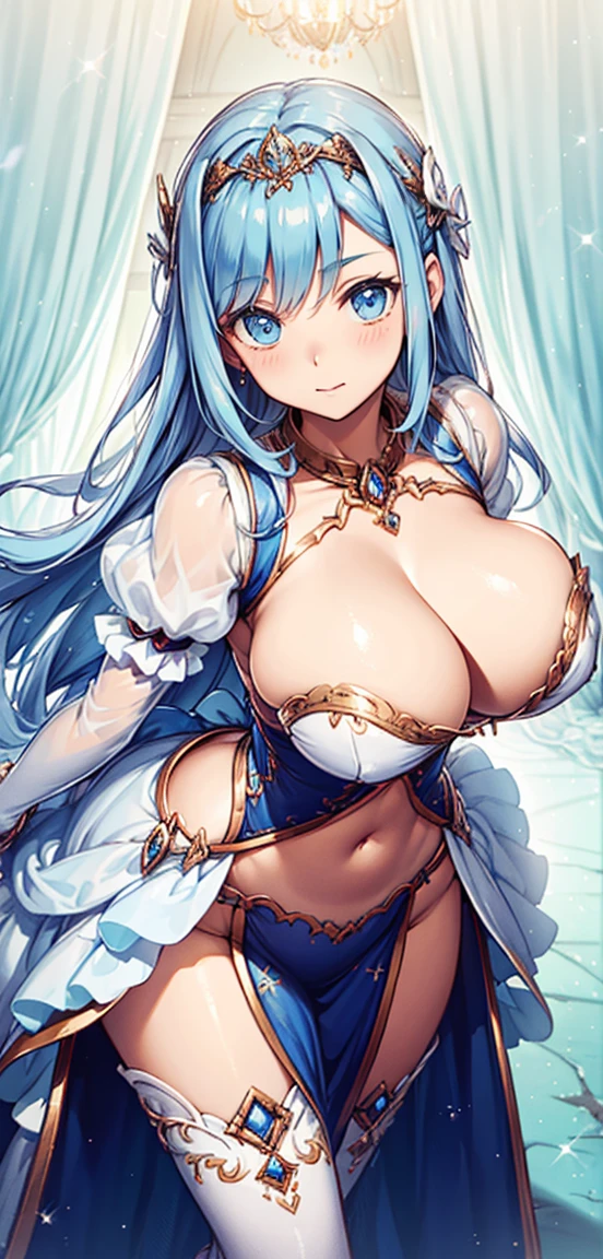 saint,Enchanted,Have fun,in love,(white dress),(((2 girls,beautiful girl))),silver hair,E Blue Eyes,Decoration of saint,elaborate costume,bedroom,nighttime,transparent clothing,gorgeous jewelry,crystal hair accessories,rift,pubis,,transparent,(Luxurious shine)、((puffy sleeves))、Long wrist,Show your navel,white embroidery,big breasts,Show your breasts,The cracks are clear....,((big tits)),(กระดูกpubis), rift, visible chest,seductive pose