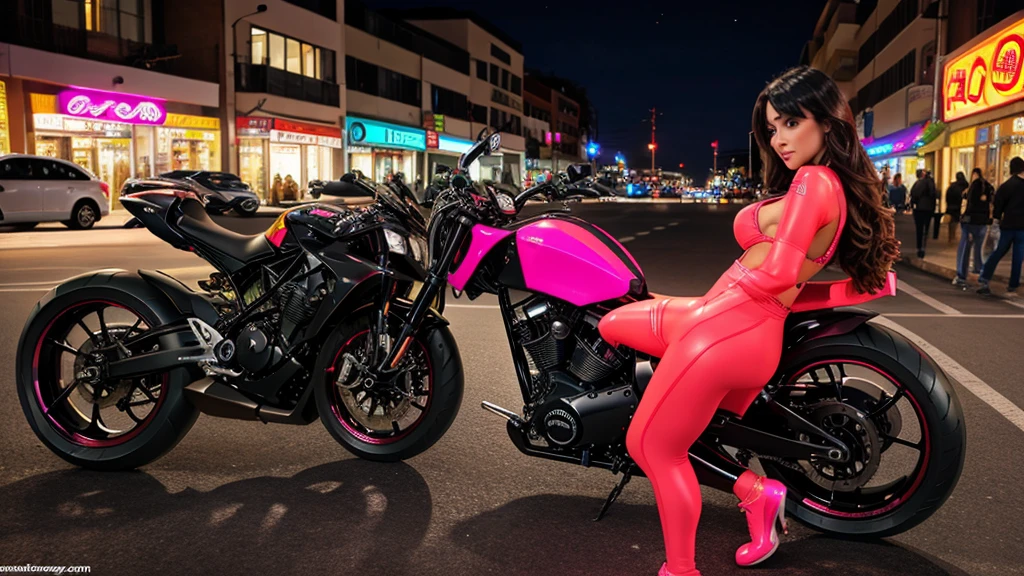Super bike sexy Milf neon scenary