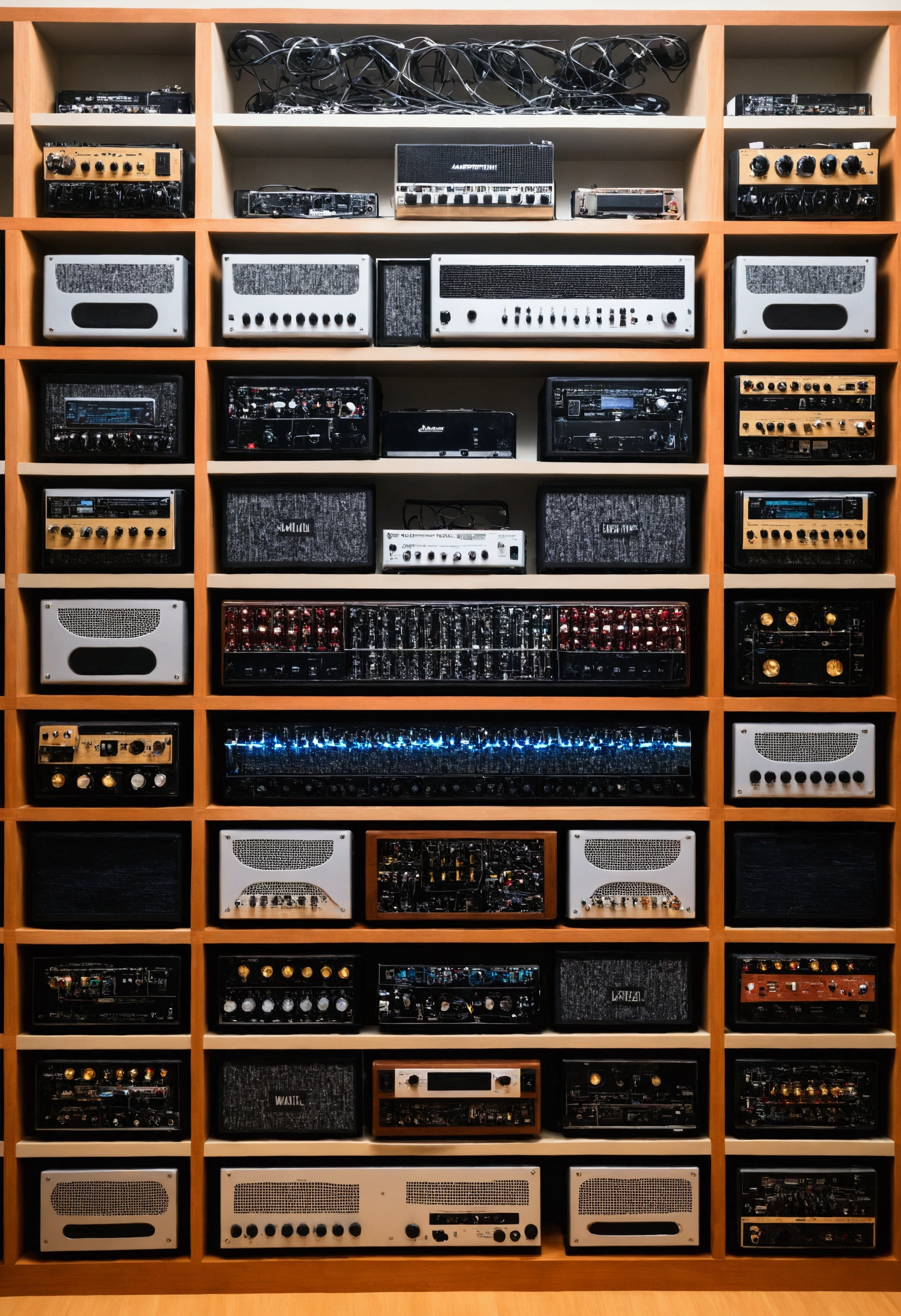 A wall made of amplifiers、Photographed from the front、