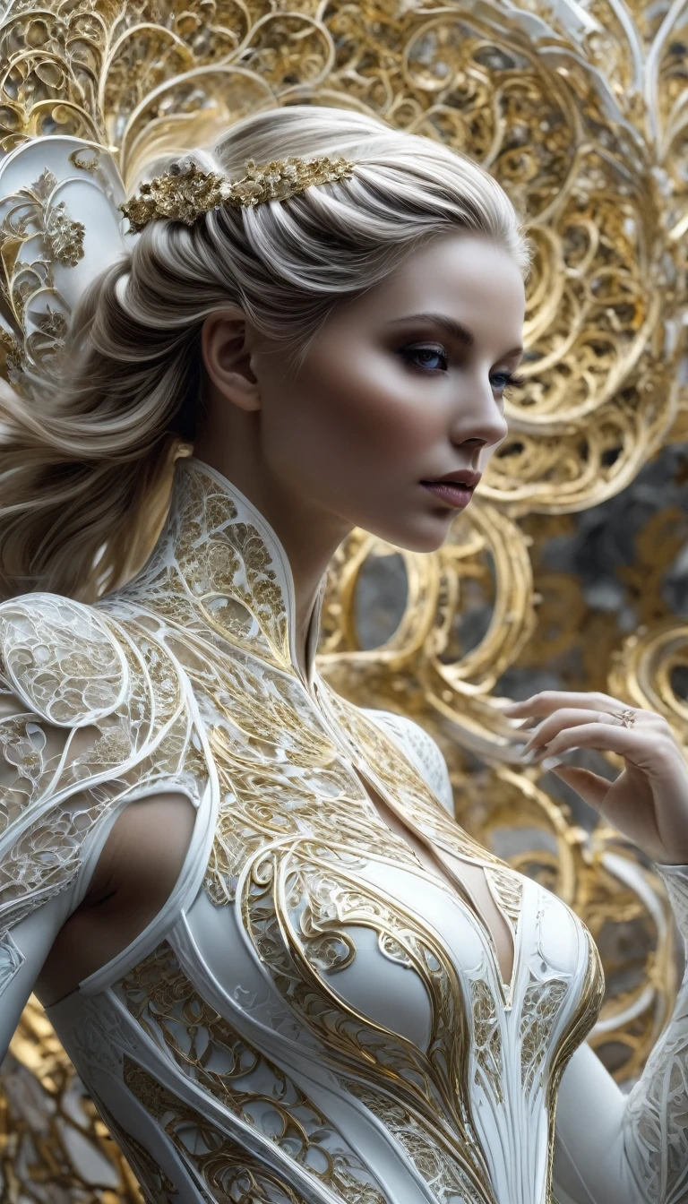 



photo, 8k ((surréaliste)) statue d'une sublime femme extraterrestre en marbre blanc, corps entier, bustier incrusté de fines dentelles complexe fractal, complexe, élégante et sensuelle, très détaillé, majestueuse, digital photography, art by artgerm and ruan jia and greg rutkowski surréaliste painting gold and silver filigree, (cheveux verts très long), verre brisé, (chef-d'oeuvre artistique, Éclairage latéral, HDR, Réaliste, HD)
















