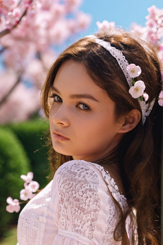 (CG unity 8k wallpaper extremely detailed) (better quality) (better lighting) (an extremely delicate and beautiful) (floating) (beautiful) (spring atmosphere) (1girl) (long pink hair), (hair headband), (detailed and beautiful blue eyes), ((very short white dress, pink lace underside), (lace), ((light transparent silk))), (cherry blossom petals), (butterflies), (dof), (volumetric light) cinematic lighting, chromatic aberration, Sony FE GM, textured skin, high details, highres, 8k, prinzzess