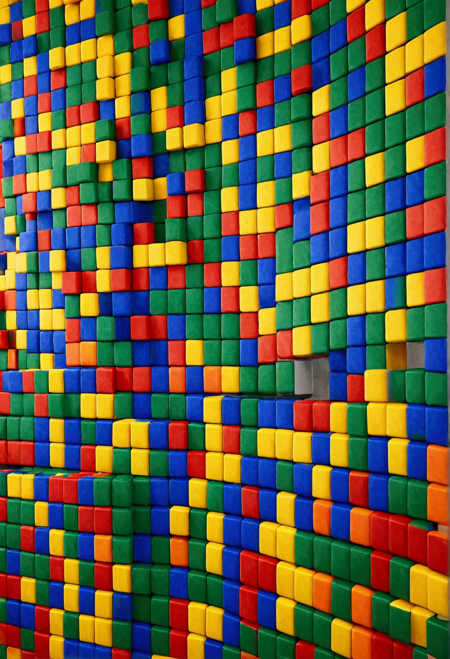 A wall of Rubik's cubes