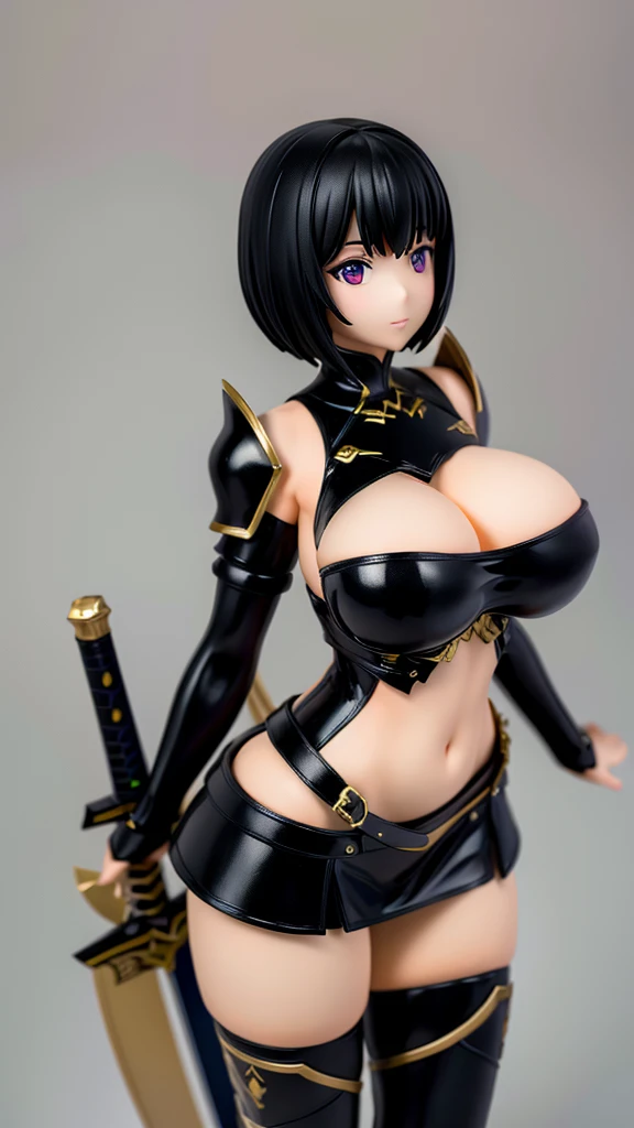 Big Breasts、beautiful girl、Black short hair、armor、Ready your sword