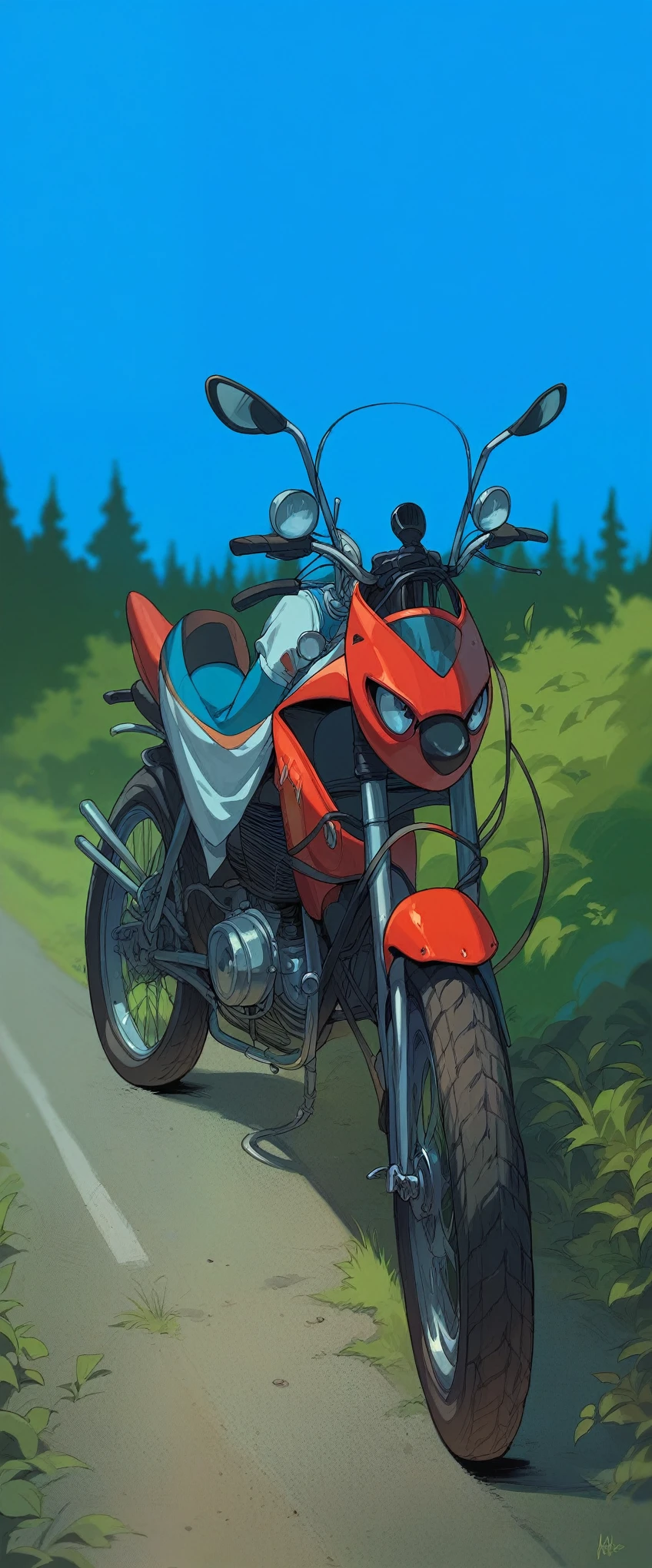 This bike on a forest side road