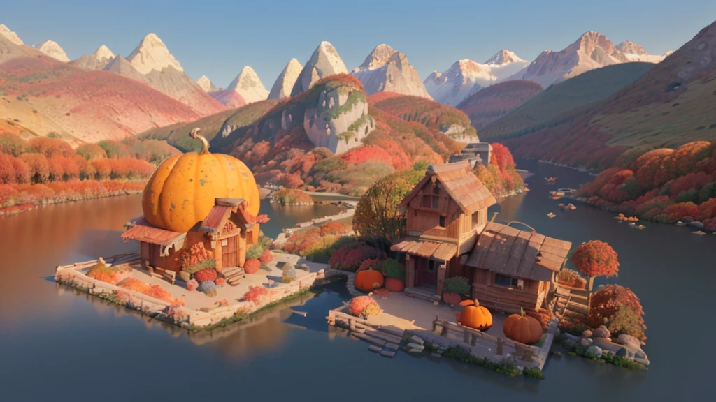 (Isometric Art:1.5),The art of math,Dreamlike scenery,(Mountains、Fall:1.6),Around the mountain road,Ancient bridge,pavilion,river,Small boat,small village,(high quality,Masterpiece,Octane Rendering,Ray Tracing,Extremely detailed,3d,8k:1.5)