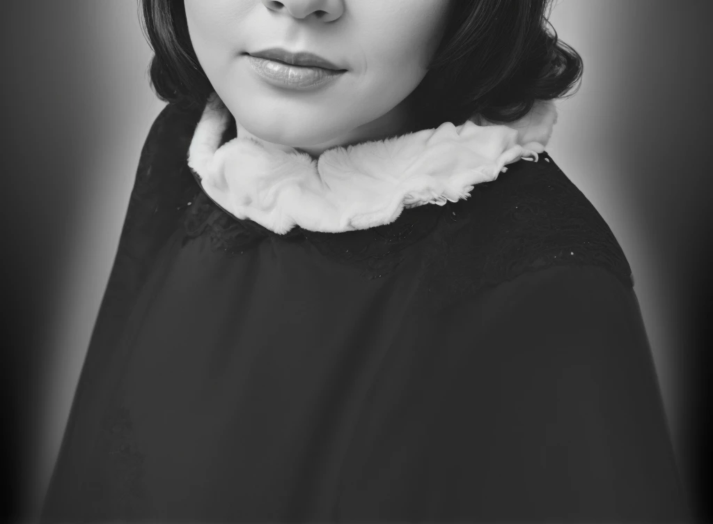 woman in a blouse with a fur collar, 