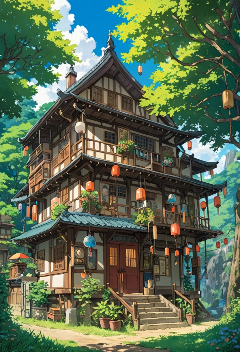 Studio Ghibli-style anime movies, Movie stills, Highest quality, masterpiece, Representative works, Official Art, Professional, Extremely elaborate details, 8k, Wind Chimes