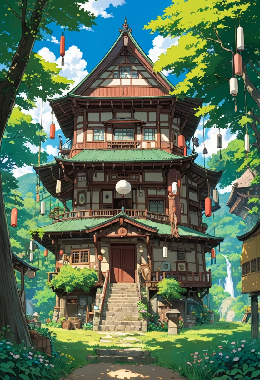 Studio Ghibli-style anime movies, Movie stills, Highest quality, masterpiece, Representative works, Official Art, Professional, Extremely elaborate details, 8k, Wind Chimes