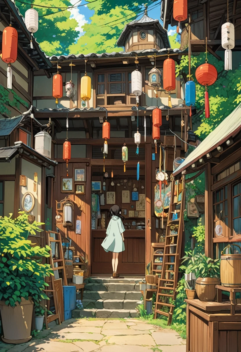Studio Ghibli-style anime movies, Movie stills, Highest quality, masterpiece, Representative works, Official Art, Professional, Extremely elaborate details, 8k, Wind Chimes