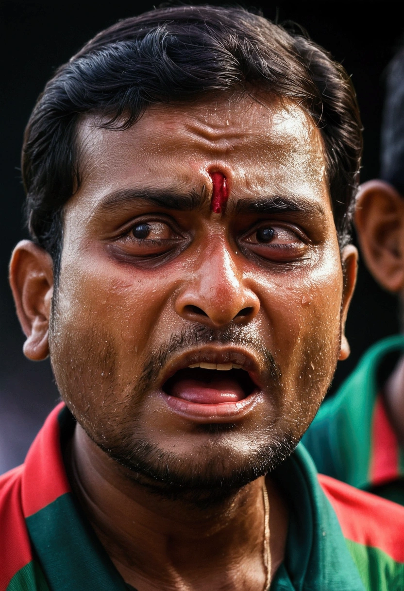 Bangladesh cricket fan crying