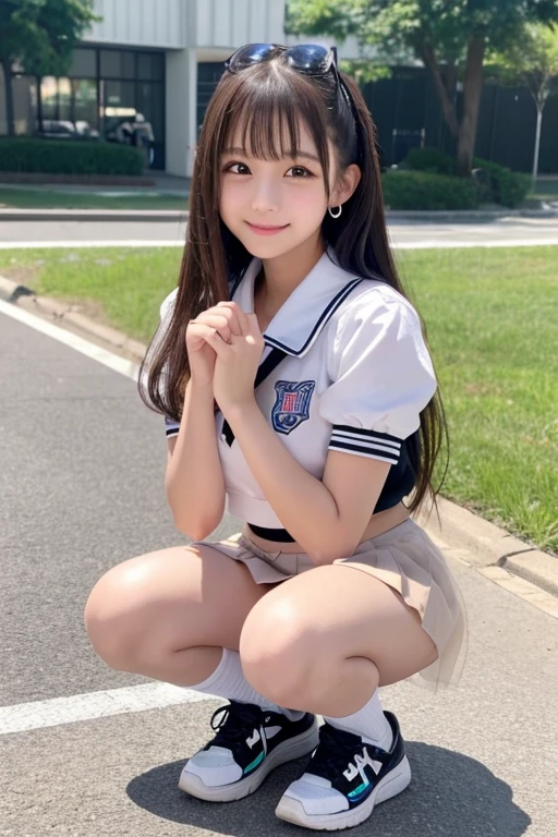 Cute Girls、Idol、high school girl、See-through、mini skirt、squat