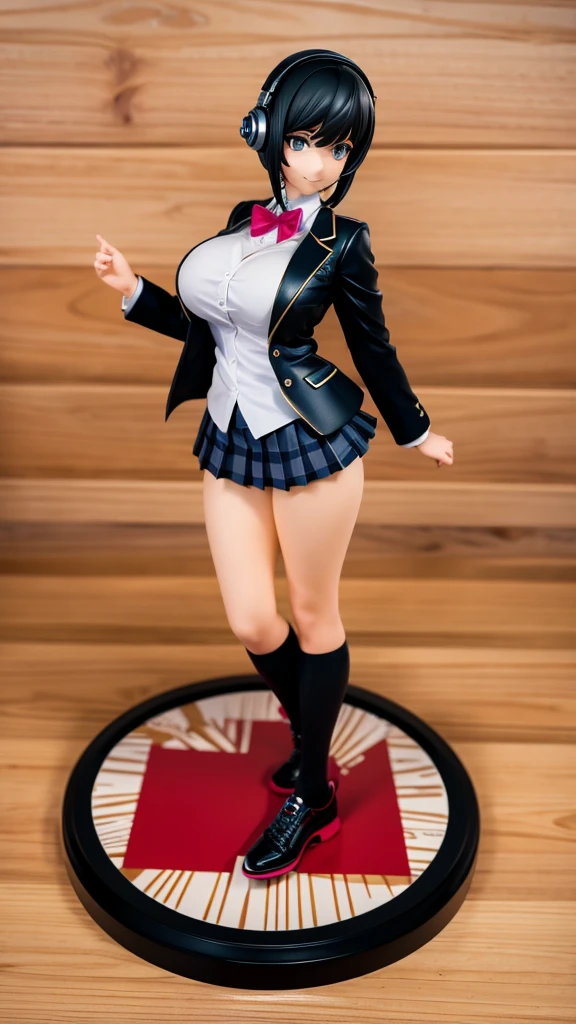 Big Breasts,short hair,Black Hair,Headphones,Blazer-type uniform,Mike stand,guitar,smile,Iris