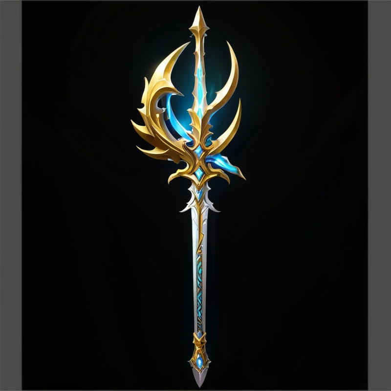 Very beautiful sword，The design is also very beautiful, Intricate Fantasy Spear, Fantasy weapons, Sword weapons, Scepter, World of Warcraft Blizzard Weapon Art, epic Fantasy weapons art, metallic scepter, Dragon Staff, Role Playing Game Items, sword, Weapon concept art, Fantasy RPG Weapon Art, League of Legends Arcane, Fantasy sword, Dragon Staff, Weapon Design