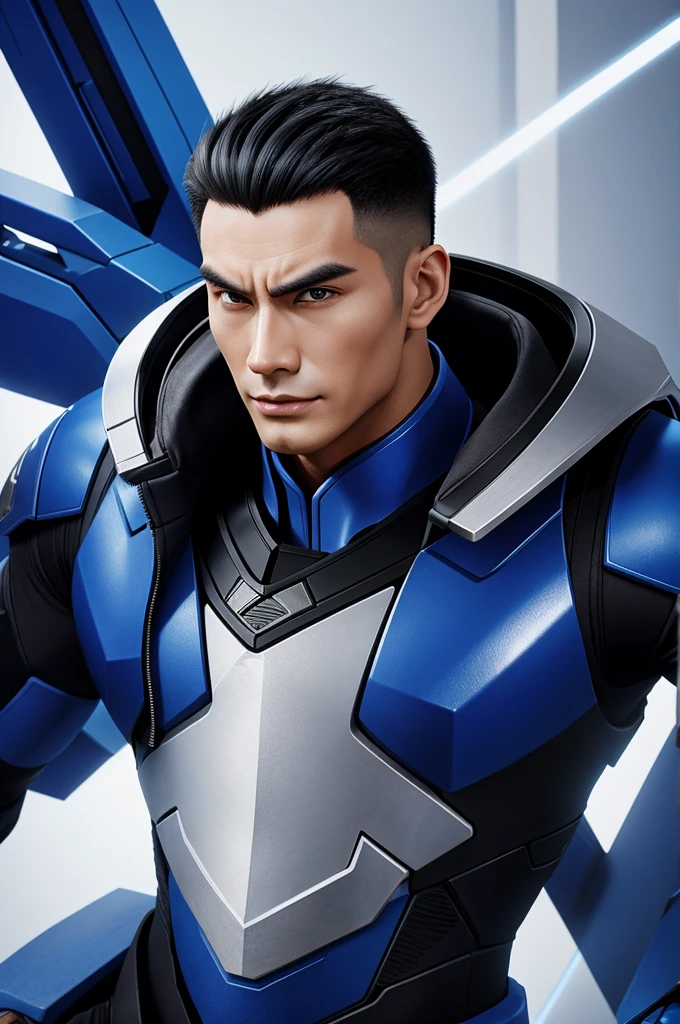 Create a Chinese sigma male with big chin
