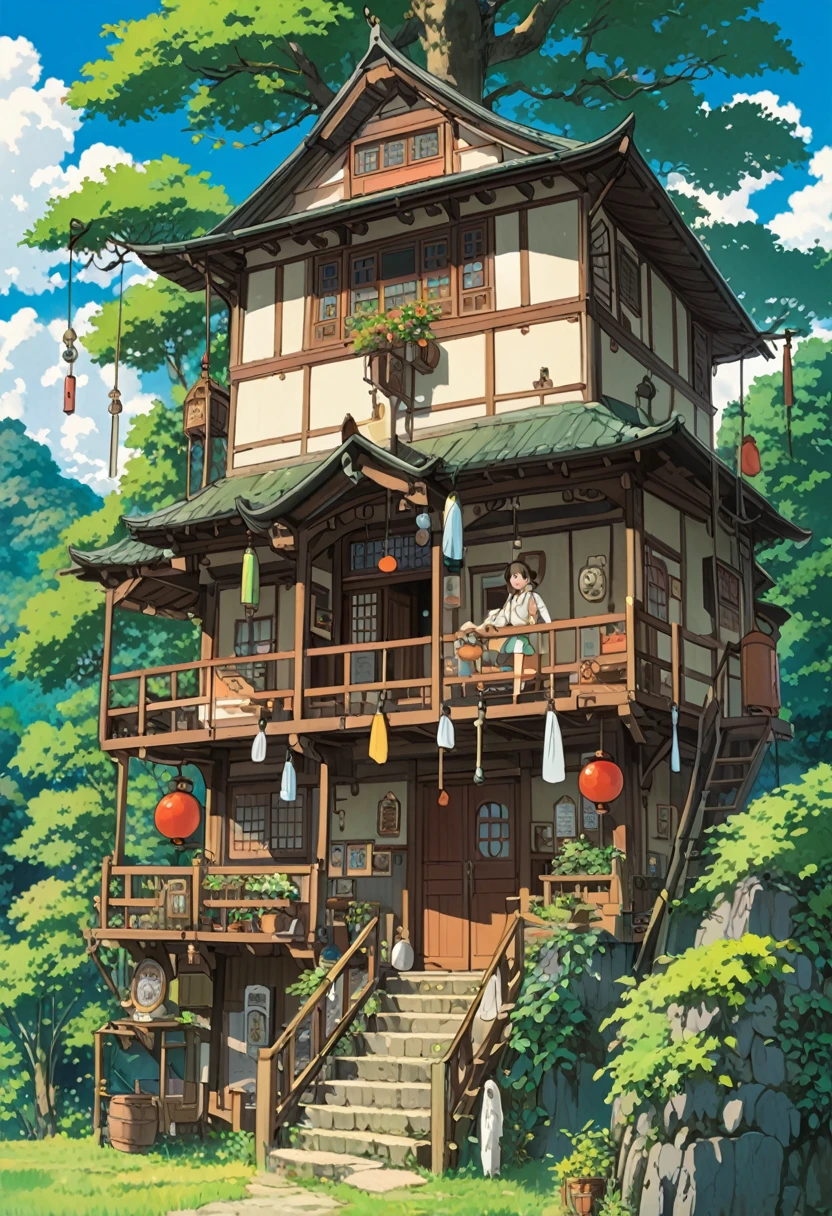 Studio Ghibli-style anime movies, Movie stills, Highest quality, masterpiece, Representative works, Official Art, amateur, Extremely elaborate details, 8k, Wind Chimes