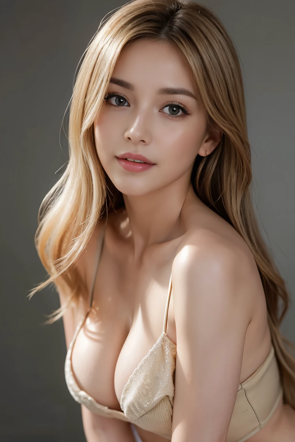 1 beautiful woman, photorealistic, ultra detailed, high resolution, 8K wallpaper, light brown hair, South Sea beach, sexy and bold swimsuit, cute big ass, sharp focus, perfect dynamic composition, realistic and finely drawn beautiful eyes, finely drawn hair, fine and realistic skin texture, smiling, close-up portrait, model body shape, (Representative Works: 1.3), (8k, photorealistic, raw photos, Highest image quality: 1.4), (30 years old mature woman),small face, beautiful face, (realistic face),no makeup、natural makeup、light makeup、 (Dark brown, short hair: 1.3), beautiful hairstyle, realistic eyes, beautiful detailed eyes, (Photorealistic skin), beautiful skin, (sweater),、Bust B Cup、 disorganized, Charm, 超High definition, Super realistic, High definition, golden ratio, FF Tifa、Gray background、Close-up of a woman with long blond hair and white top, Beautiful blonde woman, Beautiful blonde girl, photo of a beautiful woman, Blonde Frau, , Sexy Gesicht, Blond, Anna Nikonova alias Newmilky, gorgeous woman, a beautiful blonde, beautiful model girl, gorgeous beautiful woman, with long blonde hair, breathtaking beauty, waist up, large breasts, adult woman, topless, cleavage,tropical beach,thin and long legs