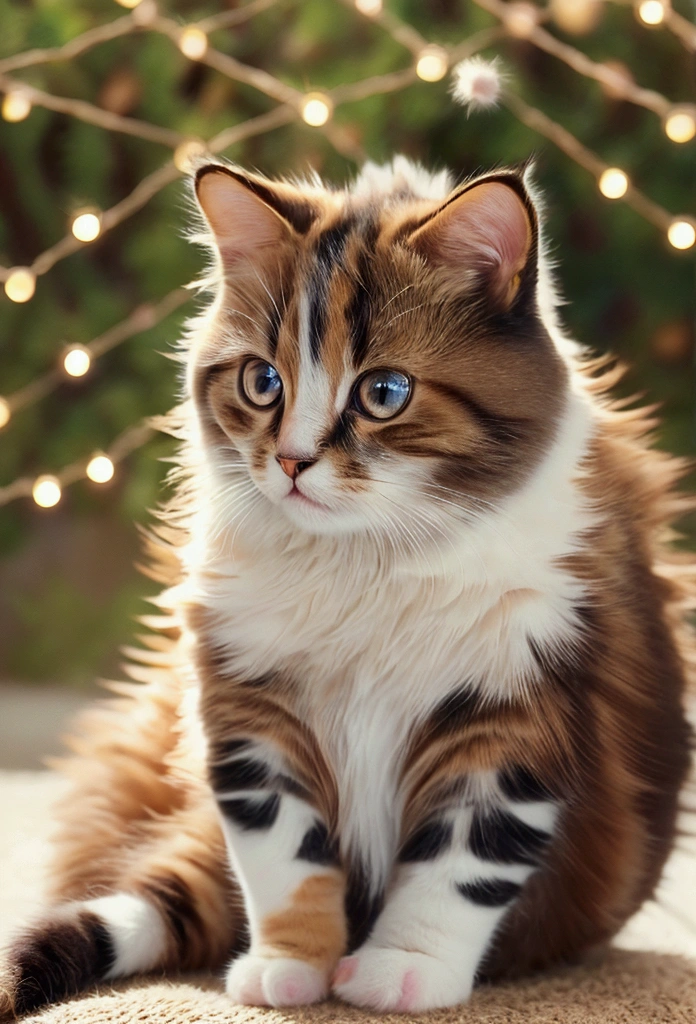 Cute calico cat Bushy bristles Staring