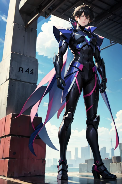 Anime male in black mobile armor 