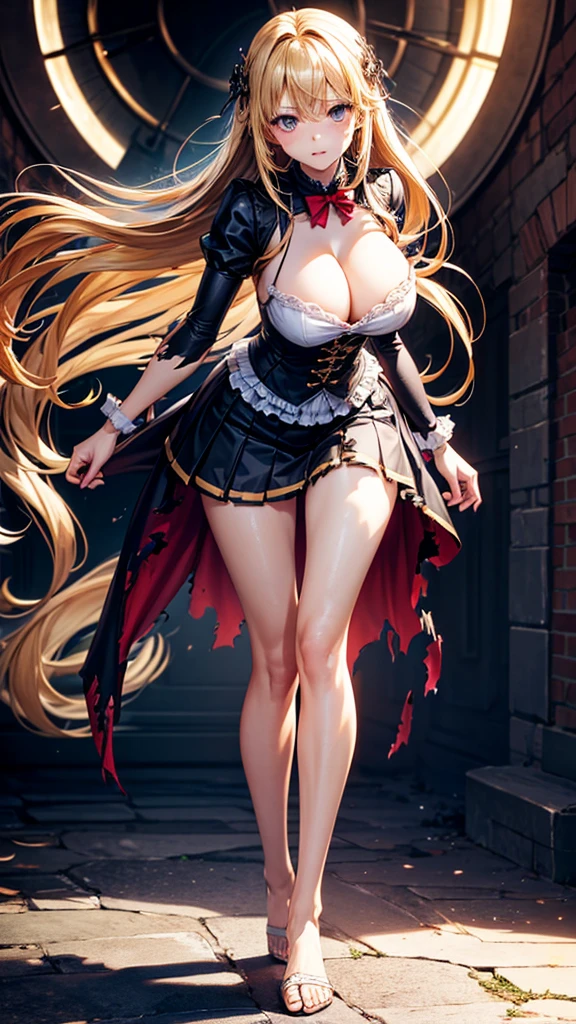 Big Breastsのメイド服を着た少女 (Gothic style) Torn Skirt、Golden body proportions、disheveled blonde hair (Inward-splayed feet) (Highly detailed CG Unity 8k wallpaper) Big Breasts、Torn Skirt、Red-faced and shy Ed Blinky America'The most beautiful body art, Atey Gailan, Painting by Jeremy Professional Gorgeous Man, Greg Mantis, Antonio Moro, Art Station Trends, CGSOC IETY Trends, Complex, Tall detailed, Accurate, Dramatic realism art, CG, 3d, 8k 4k