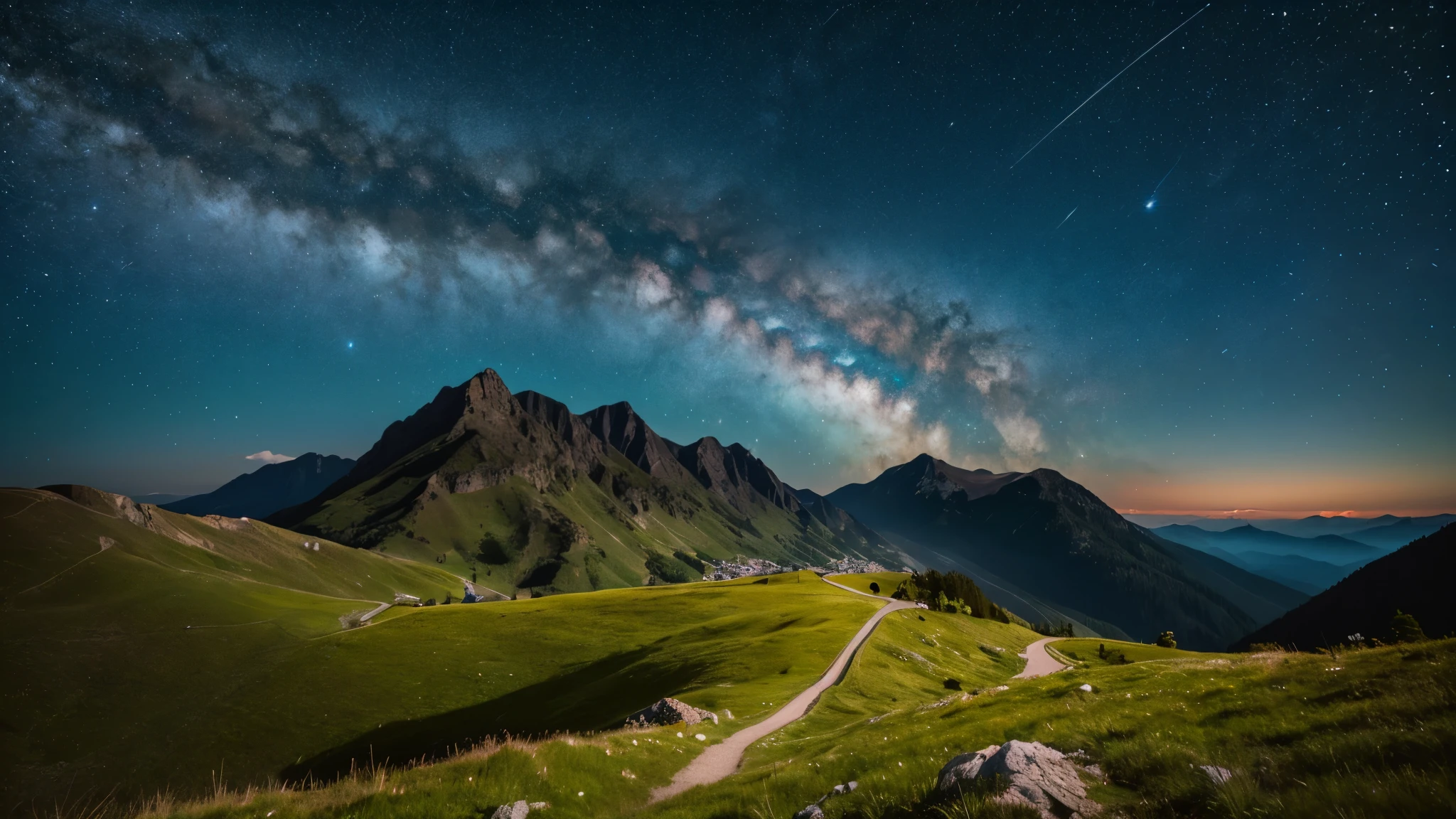 Starry Sky, mountain landscape