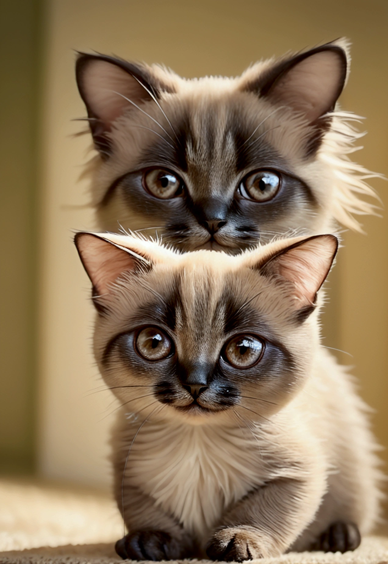 Cute Siamese cat　Bushy bristles　Staring　Playing