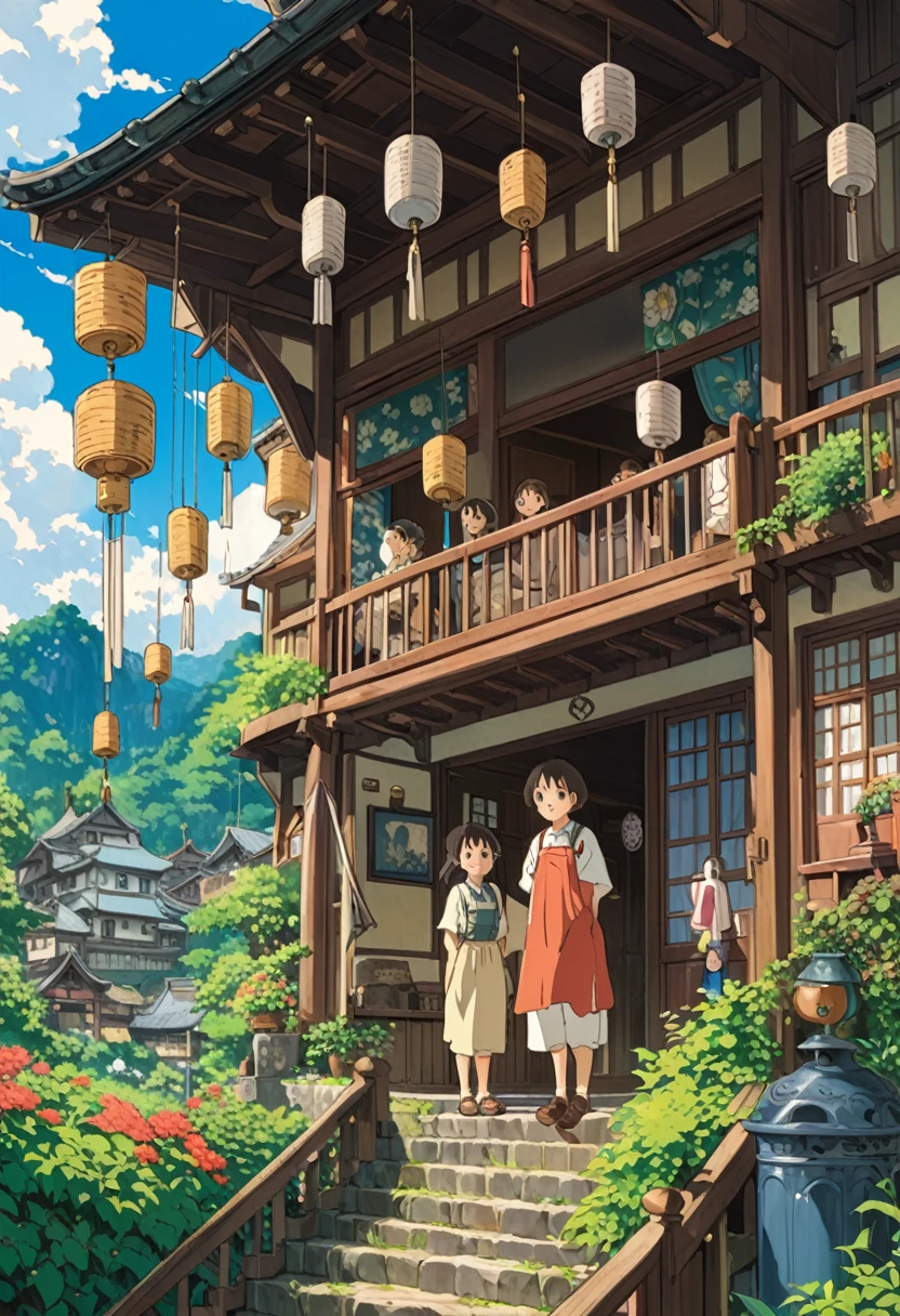 Studio Ghibli-style anime movies, Movie stills, Highest quality, masterpiece, Representative works, Official Art, amateur, Extremely elaborate details, 8k, Wind Chimes