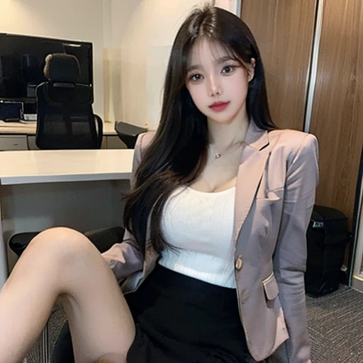 (8k, Highest quality, Very detailed:1.37), (Janet), 18-year-old, (Sophisticated African College Girls), Create a professional atmosphere in a modern office environment. Tailored blazer and pencil skirt combo, She displays impeccable style and a confident attitude... 高解像度の画像はVery detailedなリアリズムを捉えます, highlighting Janet's captivating eyes, Long eyelashes, Perfect Skin. A sophisticated office environment that exudes a sophisticated atmosphere, Spread your legs，creating a visually stunning representation of Janet's professional image.