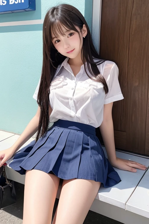 Cute Girls､Idol､high school girl､See-through､mini skirt､sit